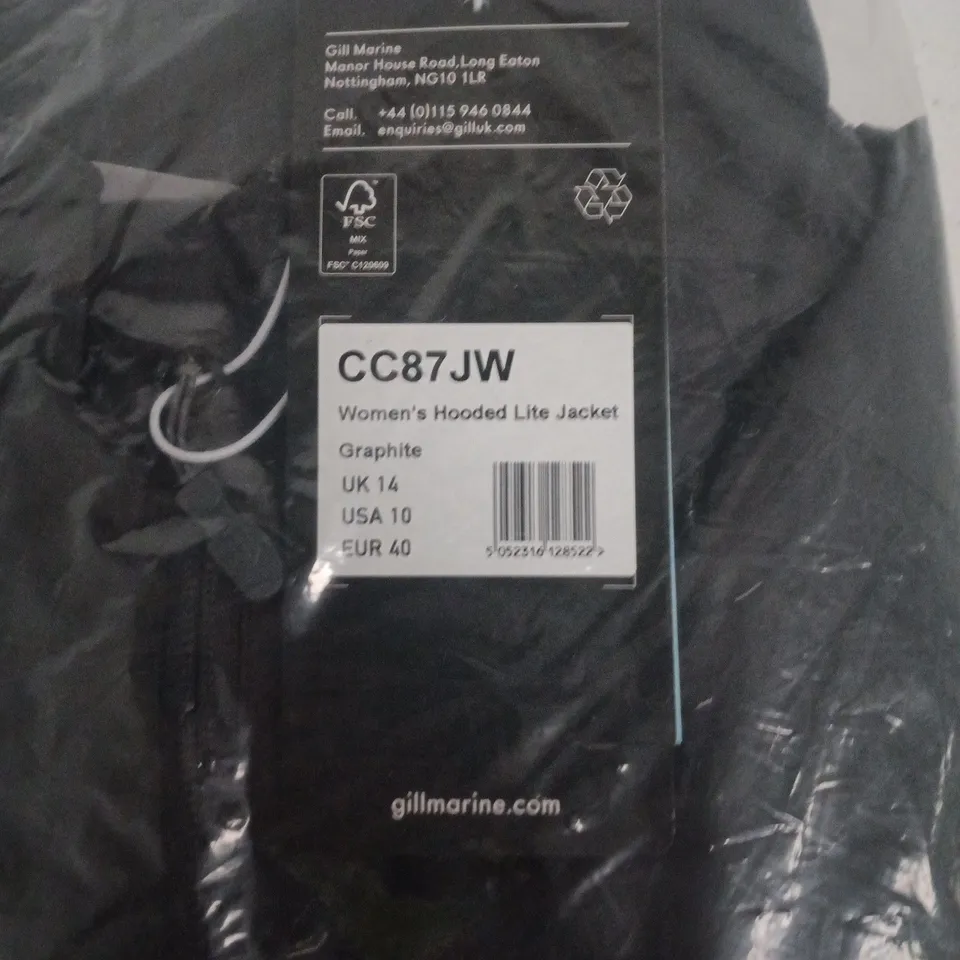 GILL MARINE WOMEN'S HOODED LITE JACKET – GRAPHITE, UK 14