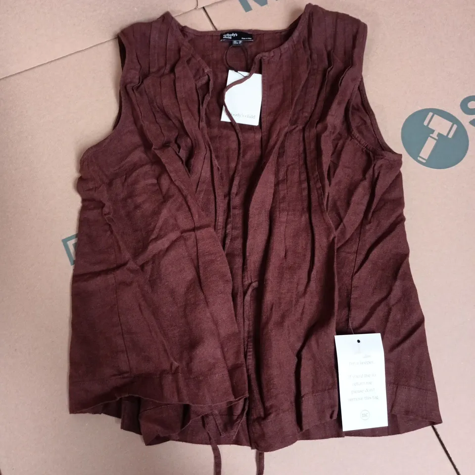 NOBODYS CHILD TILLY TOP IN LINEN BROWN - UK 12