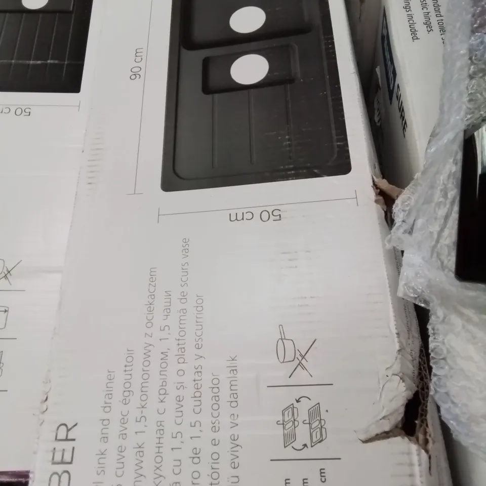 BOXED ARBER 1.5 BOWL SINK & DRAINER MATT BLACK