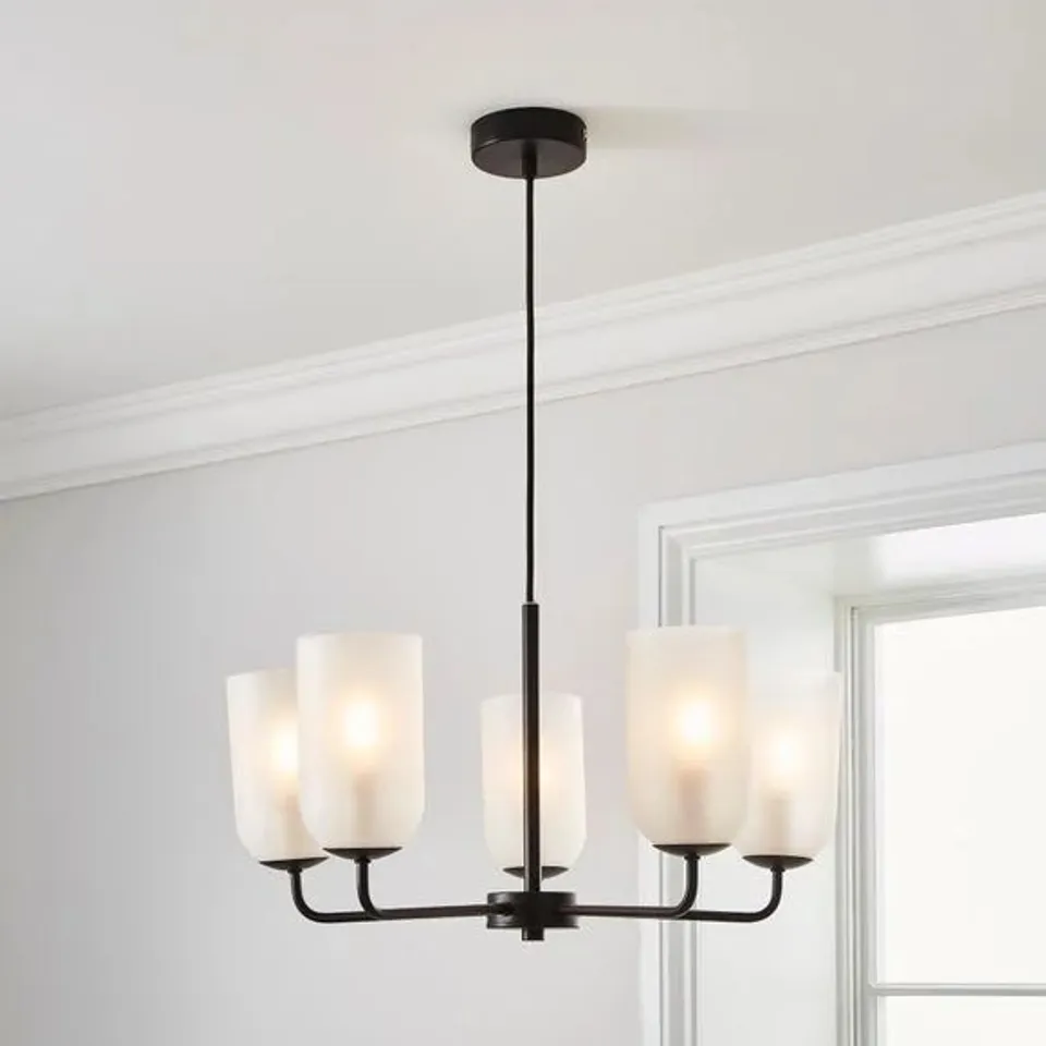 BOXED PALAZZO 5 LIGHT - CHANDELIER BLACK FROSTED