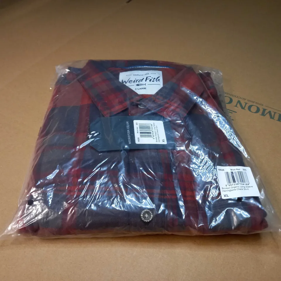 PACKAGED WEIRD FISH BROXTON LOG SLEEVE HERRINGBONE CHECK SHIRT - XL