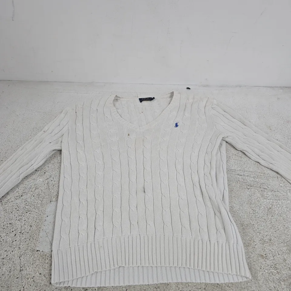 POLO RALPH LAUREN KNIT SWEATER – WHITE, SIZE M