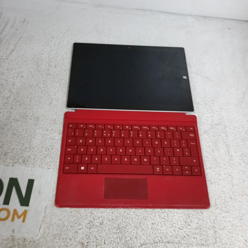 MICROSOFT SURFACE TABLET WITH RED TYPE COVER KEYBOARD