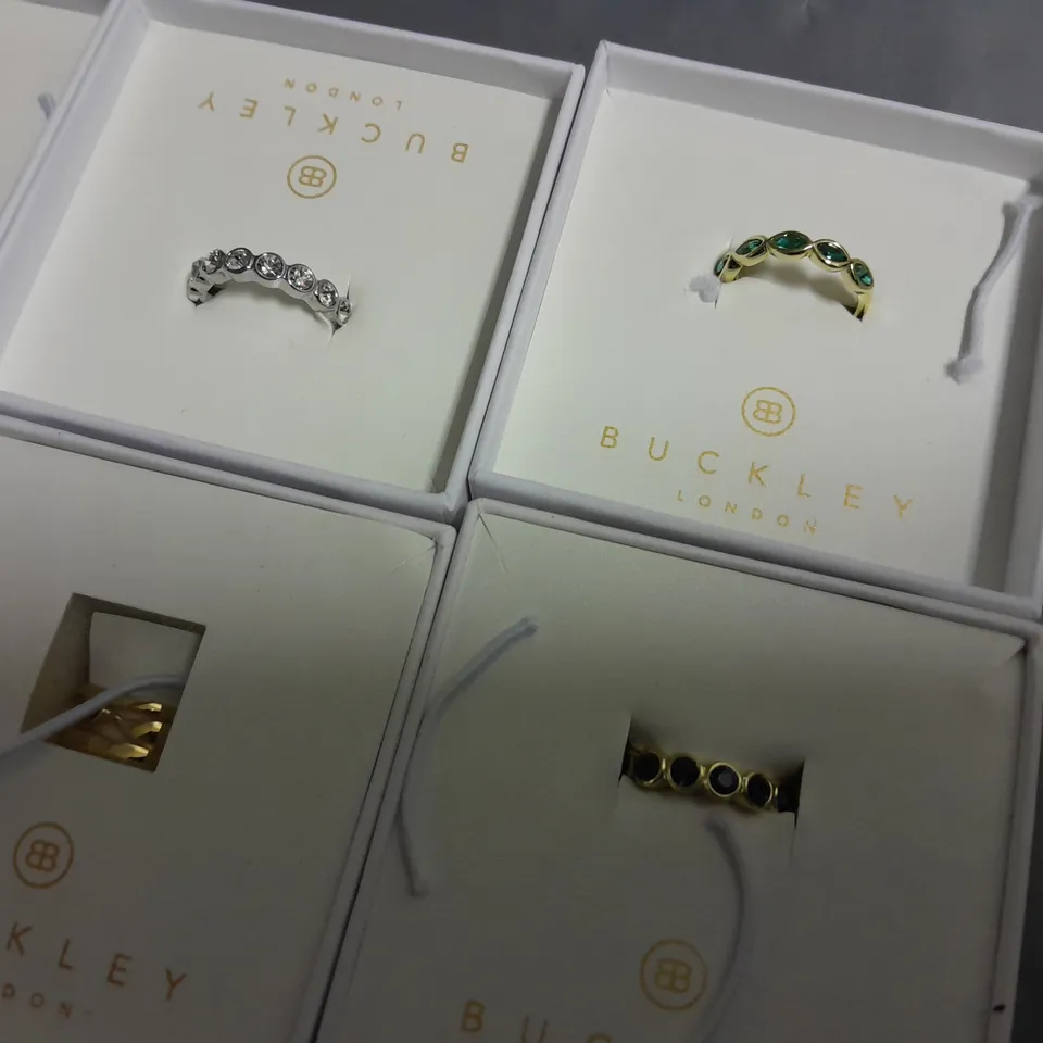 LOT OF 8 ASSORTED BOXED BUCKLEY LONDON RINGS