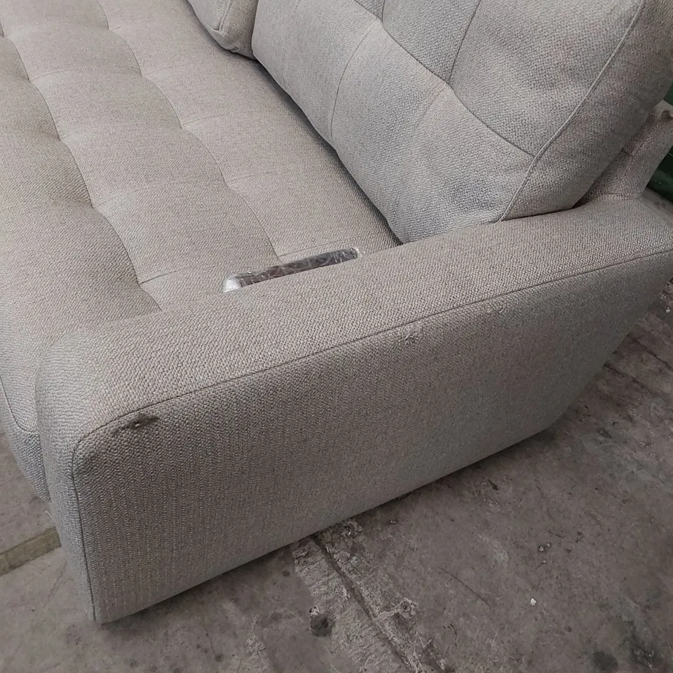 DESIGNER THREE SEATER SOFA LIGHT GREY FABRIC 