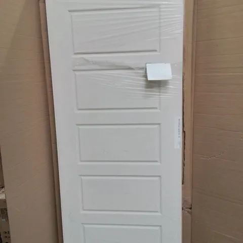 BOXED PREMDOR INTERNAL 5 PANEL SMOOTH MOULDED FIRE DOOR APPROXIMATELY 1981×838×44MM