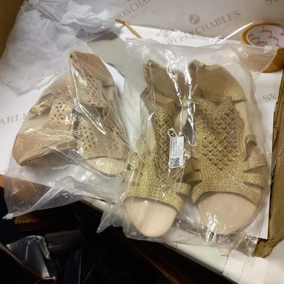 LOTOF 2 GOLD GLITTERY FLATS SIZE- 38/42