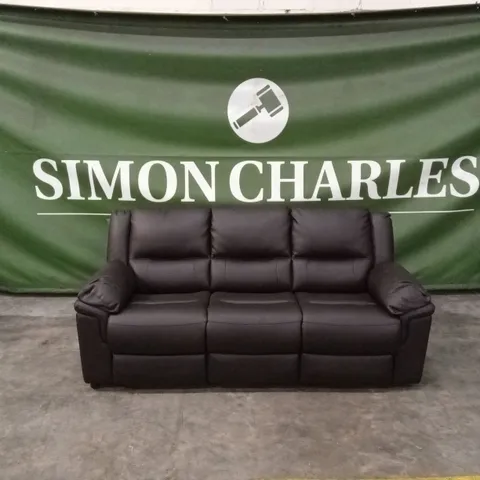 ALBION LUXURY FAUX LEATHER HIGH BACK 3 SEATER SOFA - CHOCOLATE