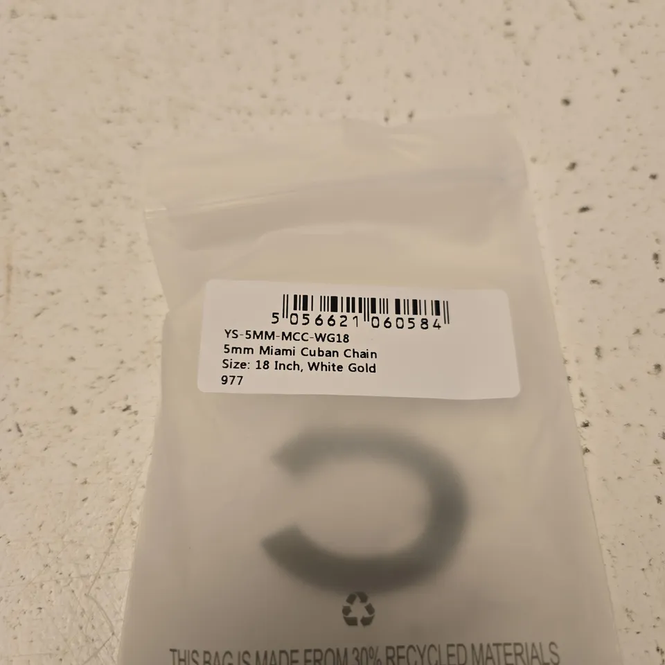CERNUCCI MIAMI CUBAN CHAIN 18 INCH WHITE GOLD IN BOX
