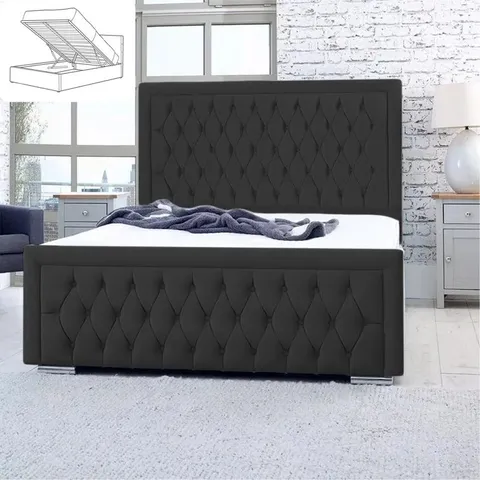 BAGGED CHANOA UPHOLSTERED OTTOMAN BED // SIZE: 5FT (5 BOXES)