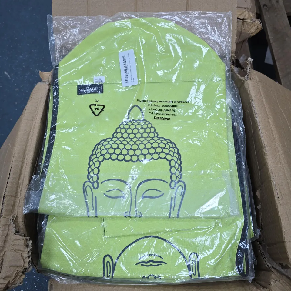 BOX OF APPROXIMATELY 40 SOULSMART BUDDHA PRINT LIME GREEN BAGS