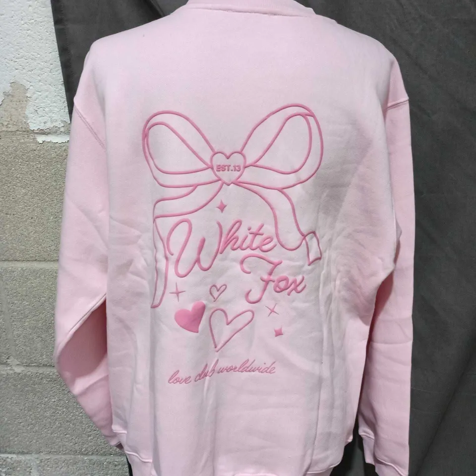 WHITE FOX PINK SWEATSHIRT WITH BOW LOGO – WOMEN’S - SIZE S-M