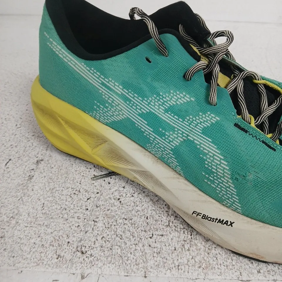 ASICS RUNNING SHOES – TURQUOISE/YELLOW, UK 13 (EU 47 / US 14)
