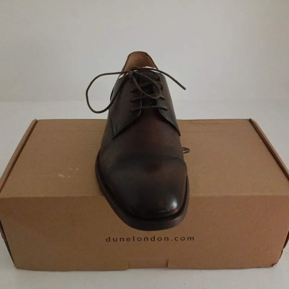 DUNE LONDON BROWN LEATHER FLEX SOLE TOECAP SHOE UK 6 BOXED