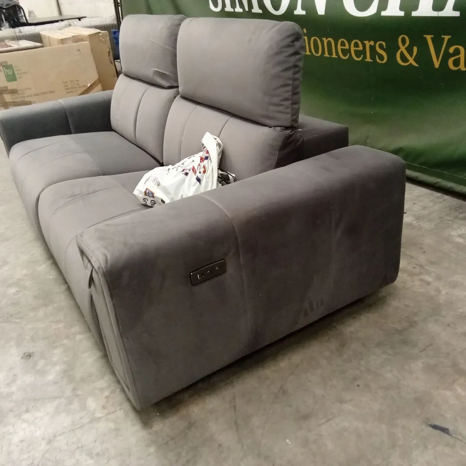 GROVE 3 SEATER FABRIC POWER ELECTRIC RECLINER WITH STORAGE - GREY RRP £1299
