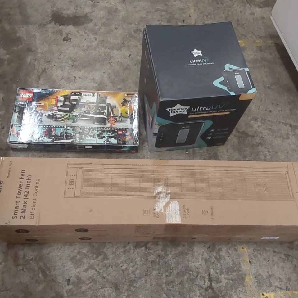 PALLET CONTAINING A LARGE QUANTITY OF ASSORTED ITEMS INCLUDING: AIR FAN, GOVEELIFE 42 INCH SMART TOWER FAN, LEGO SET, TOMMEE TIPPEE ULTRA UV STERILISER ECT