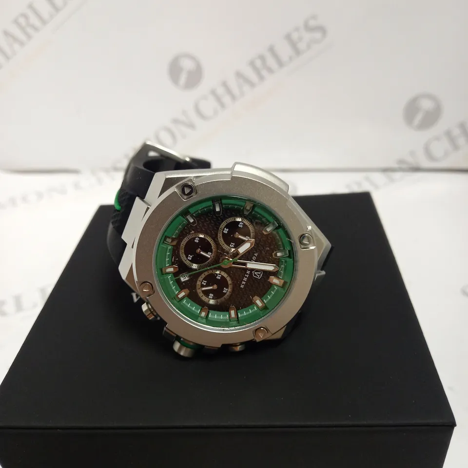 MENS VONLANTHEN CHRONOGRAPH WATCH – V200 – TEXTURED DIAL – 3ATM WATER RESISTANT – BLACK RUBBER STRAP