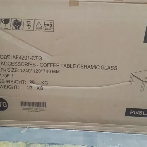 BOXED RECTANGULAR COFFEE TABLE WITH CERAMIC GLASS