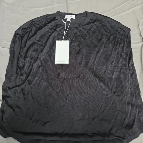 COS BLACK KNIT SWEATER β DELICATE MATERIAL, CREW NECK, EUR S