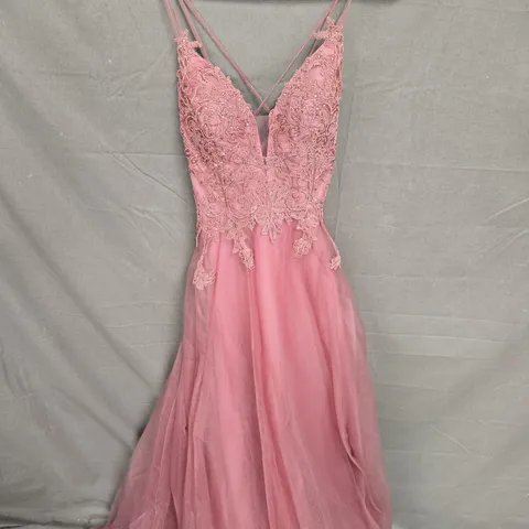 TO THE NINES PLUM DIMANTE LACE DRESS - SIZE 8