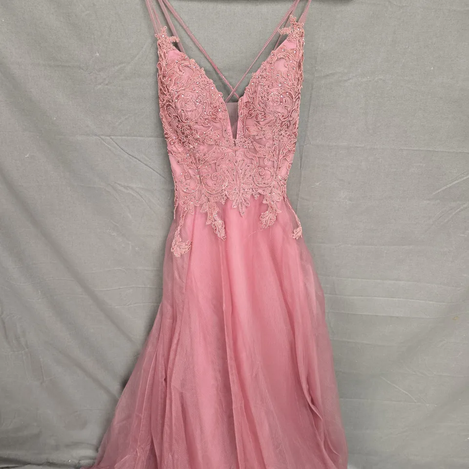 TO THE NINES PLUM DIMANTE LACE DRESS - SIZE 8