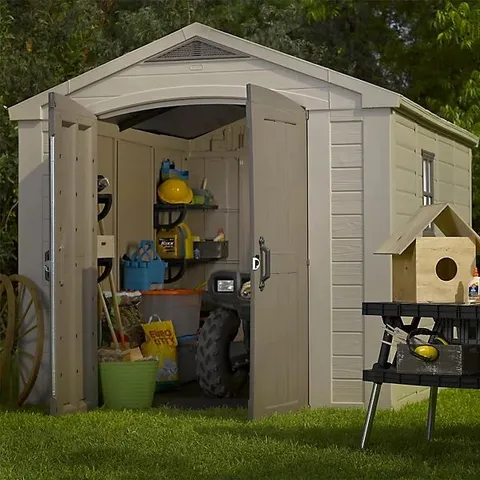 KETER FACTOR SHED 8X11FT - BROWN, ALL WEATHER RESISTANT, EASY TO CLEAN, GREY (3BOXES)