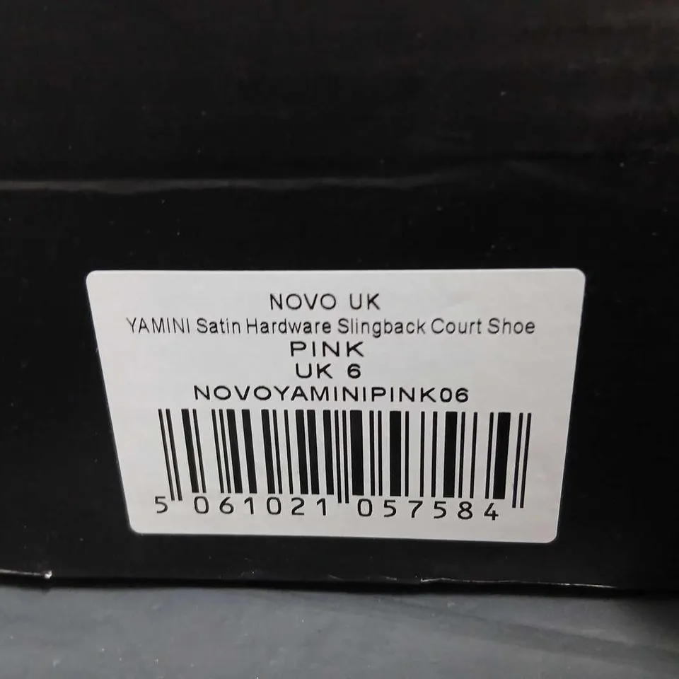 NOVO YAMINI SATIN HARDWARE SLINGBACK COURT SHOE – PINK, UK 6