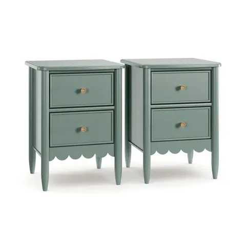 BOXED SET OF 2 REMI 2 DRAWER BEDSIDE TABLES - LILYPAD (1 BOX)