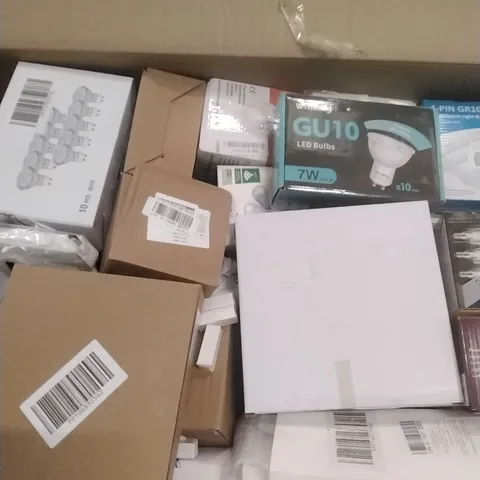A PALLET CONTAINING A LARGE QUANTITY OF LIGHTS WHICH INCLUDE; LED BULBS, SMART LED LIGHTS ETC