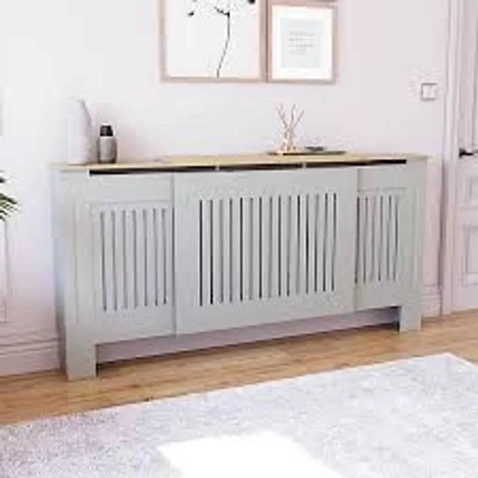 BOXED VIDA ARLINGTON RADIATOR COVER LARGE - GREY/OAK