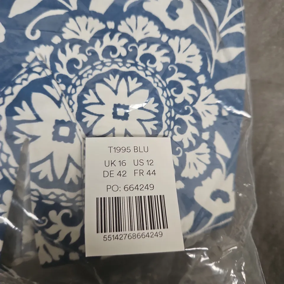 BODEN WOMEN'S BLOUSE – BLUE FLORAL PRINT, UK 16 (US 12), MADE IN VIETNAM