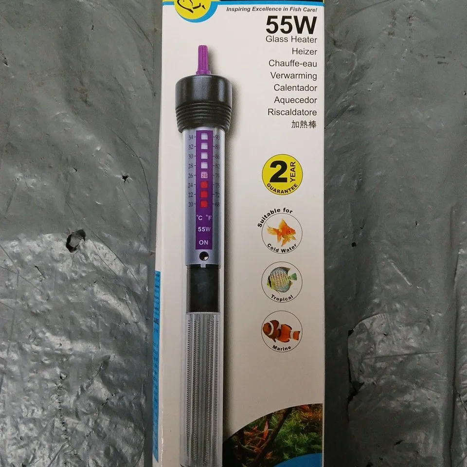 BOXED AQUA ONE 55W GLASS HEATER 