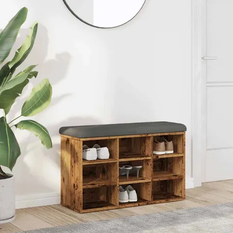 BOXED ALPEN HOME SHOE BENCH OLD WOOD 82 X 32 X 50CM ENGINEERED WOOD (1 BOX)
