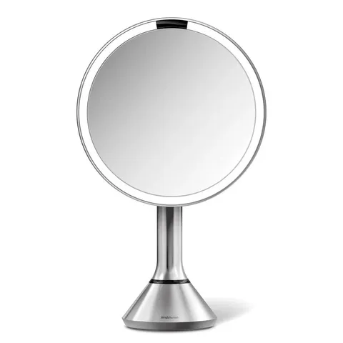 BOXED SIMPLEHUMAN SENSOR MIRROR W/ TOUCH-CONTROL BRIGHTNESS AND DUAL LIGHT SETTING 