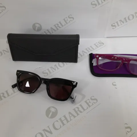 HUMMING BIRD 1 PAIR SUNGLASSES, 2 READER GLASSES TAN 2