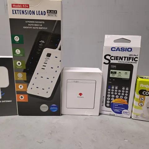 TOTE OF APPROXIMATELY 8 ASSORTED ITEMS TO INCLUDE - EXTENSION LEAD , CASIO CALCULATOR  , CO ALARM ETC