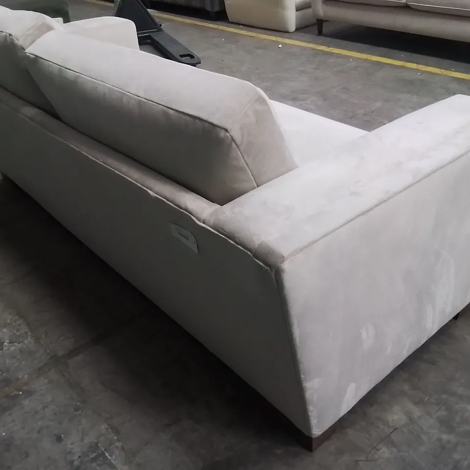 QUALITY DESIGNER EX SHOWROOM MAISON 3 SEATER VELVET SOFA - NATURAL 