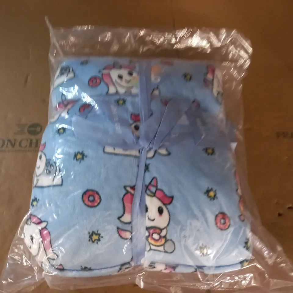 BAGGED UNICORN THEMED BLUE HOODED BLANKET