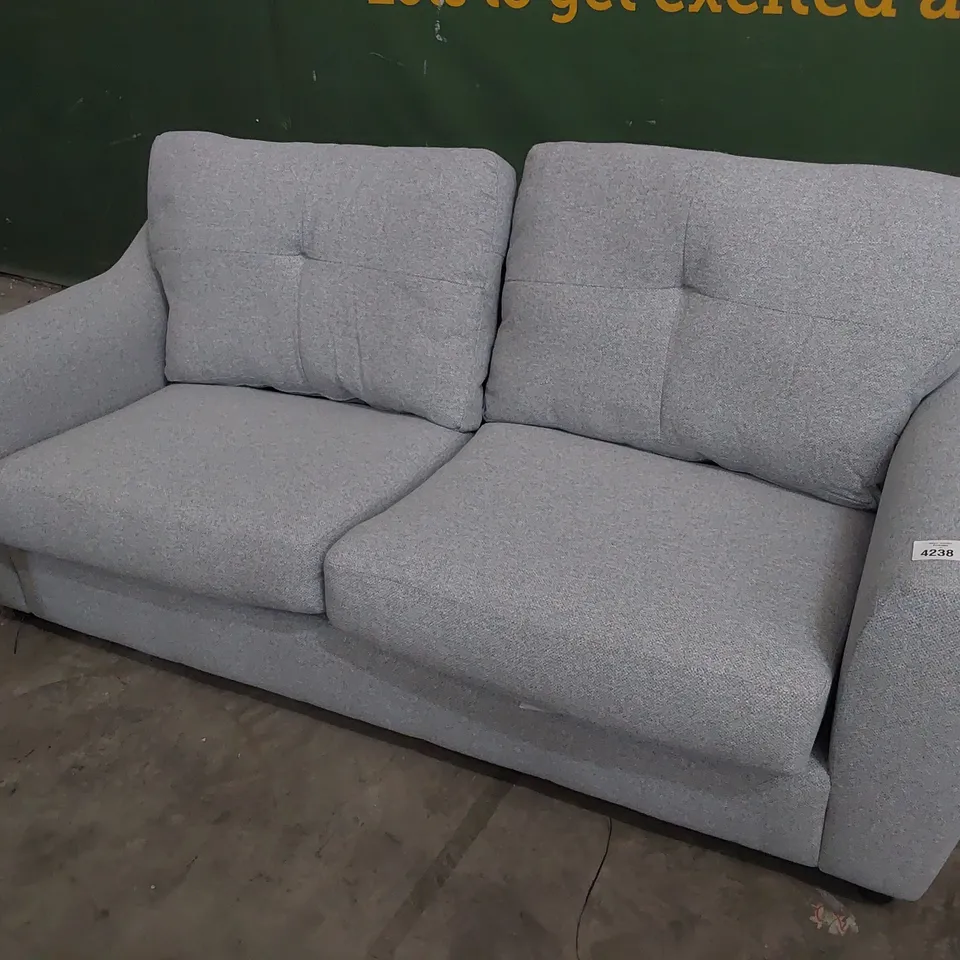 DESIGNER THREE SEATER SOFA LIGHT GREY FABRIC 