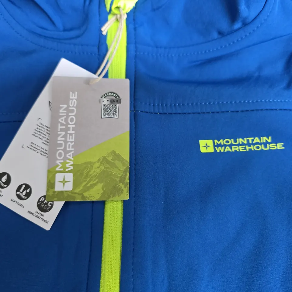 MOUNTAIN WAREHOUSE EXODUS KIDS SOFTSHELL JACKET IN BLUE - 13 YRS