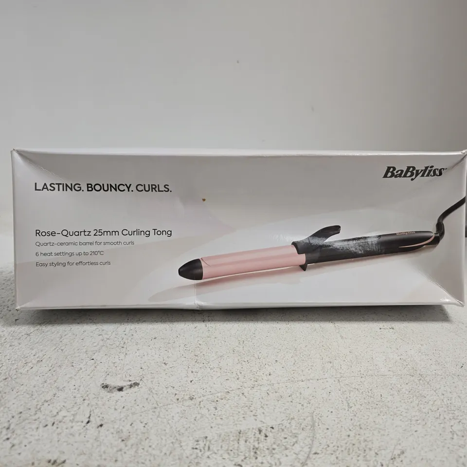 BABYLISS ROSE QUARTZ 25MM CURLING TONG – BOXED