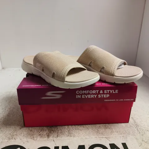 SKECHERS GO WALK SANDALS – BEIGE, WOMEN'S UK 7 BOXED