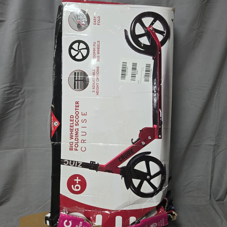 ZINC BIG WHEELED FOLDING CRUISE SCOOTER - RED - COLLECTION ONLY