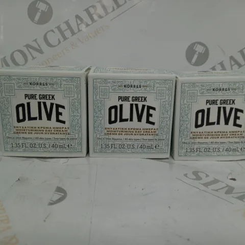 3 X BOXED PURE GREEK OLIVE MOISTURISING DAY CREAM