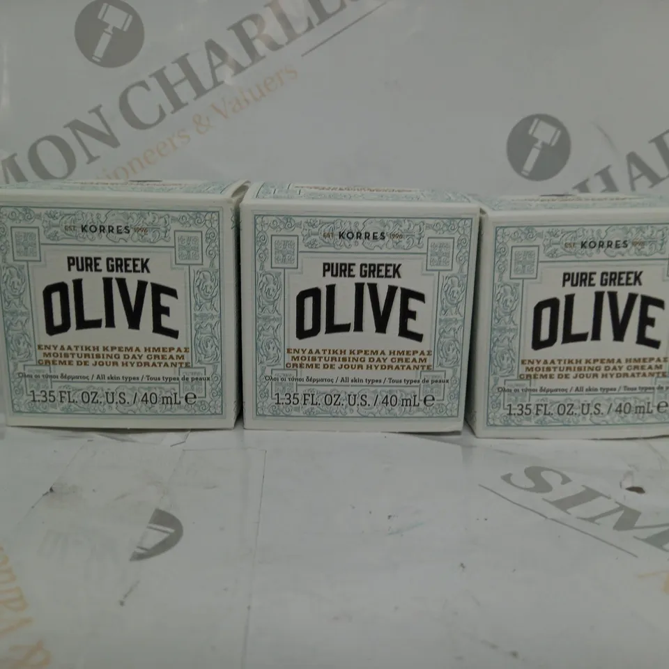 3 X BOXED PURE GREEK OLIVE MOISTURISING DAY CREAM