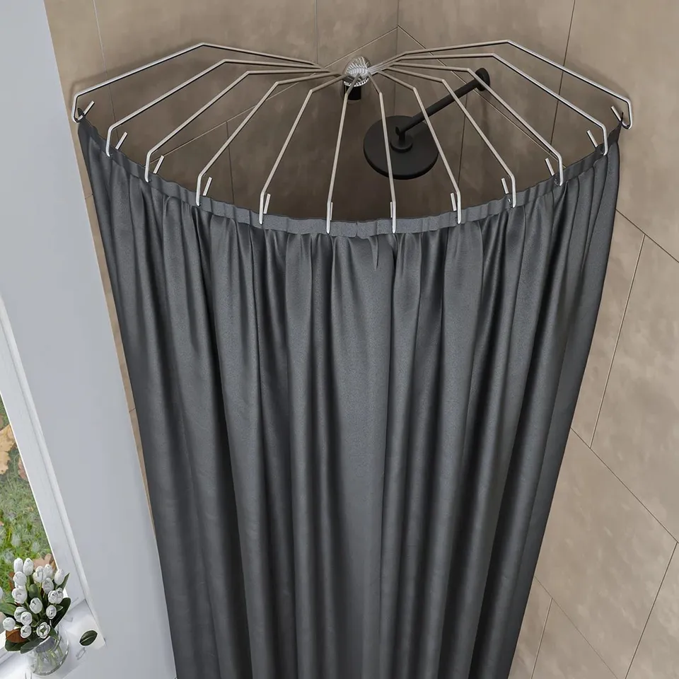 BOXED SEALSKIN SHOWER CURTAIN RAIL UMBRELLA