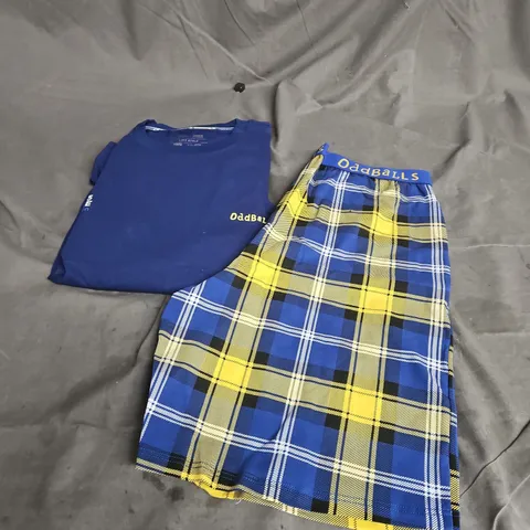 ODDBALLS DODDIE SOFT STYLE SHORT PYJAMAS IN BLUE/YELLOW SIZE M