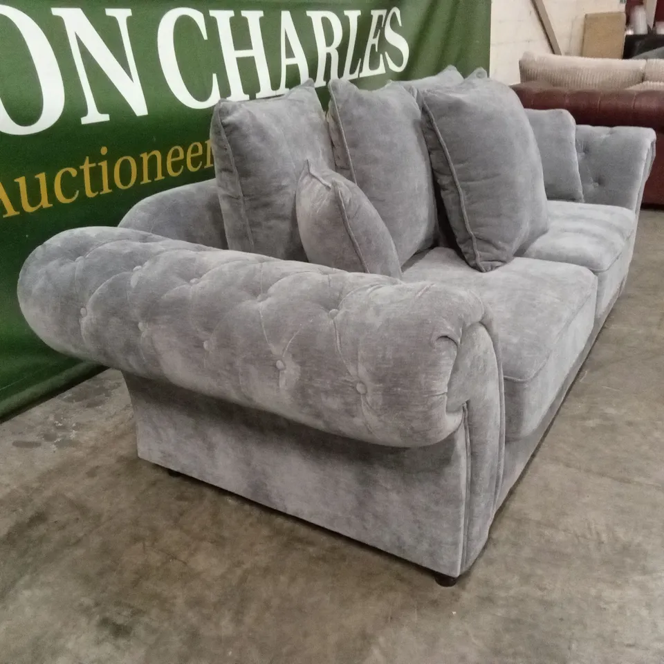 WINDSOR 3 SEATER FABRIC SCATTER BACK SOFA - GREY RRP £949
