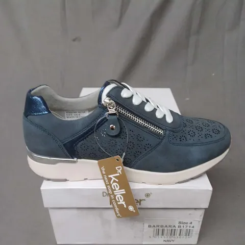 APPROXIMATELY 10 PAIRS OF DR KELLER BARBARA TRAINERS IN NAVY - SIZE 4