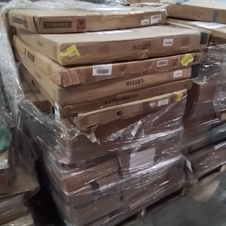 PALLET OF ASSORTED HOUSEHOLD GOODS AND PRODUCTS TO INCLUDE;SHELVING UNIT,COFFEE TABLE,CAT LITTER BOX